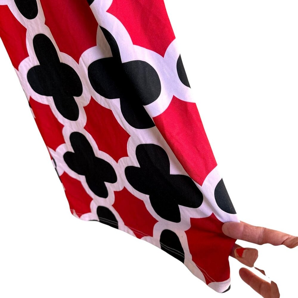 Polly Wolly Doodle Pants XL Red Black White Wide Legs Elastic Stretch Hi… - Picture 3 of 12